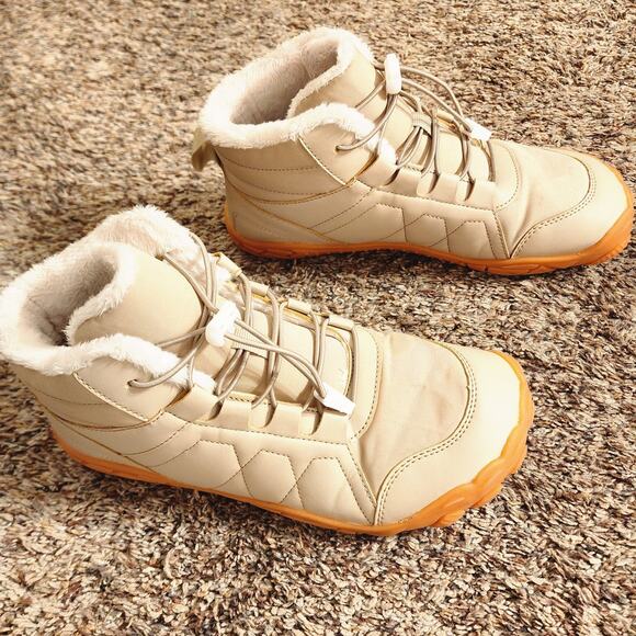 Barefoot Minimalist Boots Size 39 (8-8.5) Cream Orange Sole Wide Toe Box - Picture 2 of 9